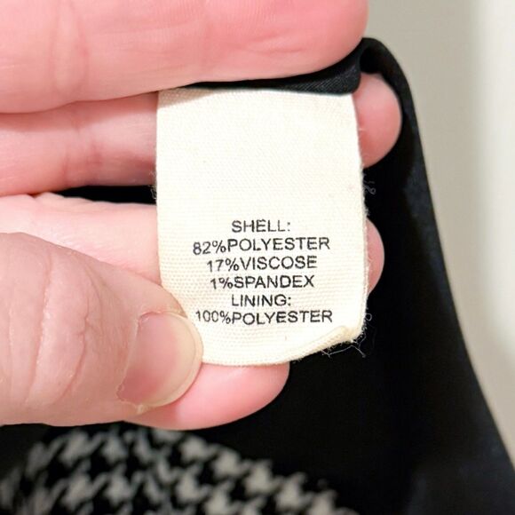 Marled Black White Houndstooth Blazer Double Breasted Pockets Career Classic M - Picture 8 of 12